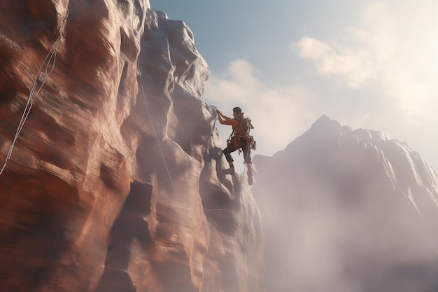Climber ascending a rock wall emphasizing Generative ai