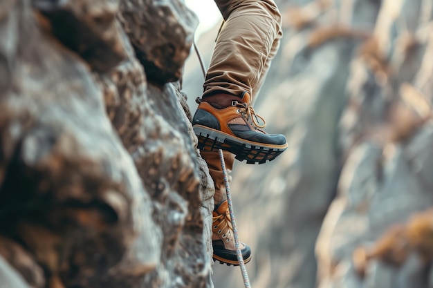 Climber climbs up