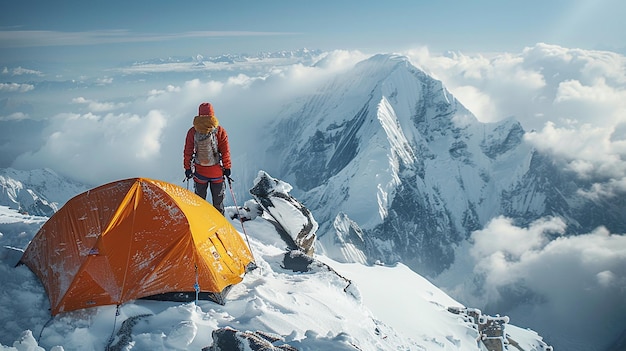 A climber on ice mountain