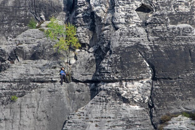 Climber on the rock surface