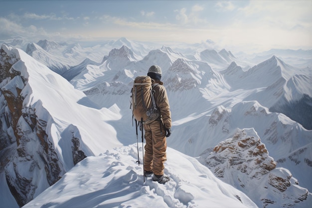 Climber winter mountains Generate Ai