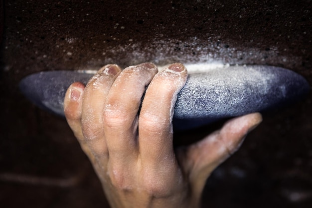 Climbers fingers closeup