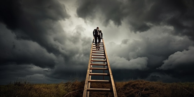 Climbing the career ladder stormy day