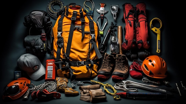 Premium Photo  Climbing gear and equipment background