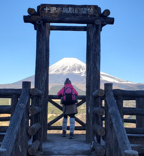 Photo climbing mount fuji view