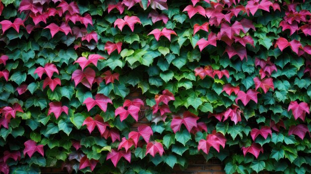 Photo climbing pink and green ivy