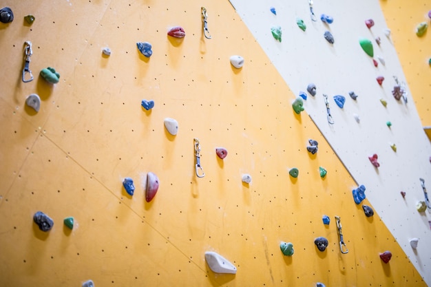 Climbing Wall. Climbing wall with colorful rocks.