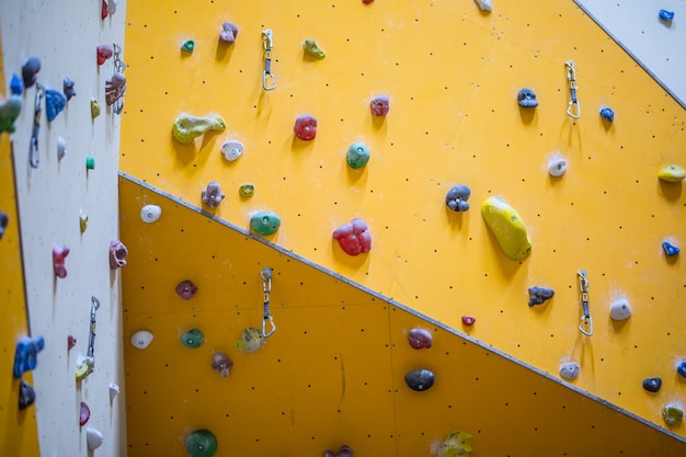 Climbing Wall. Climbing wall with colorful rocks.