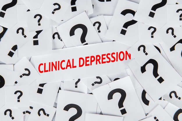 Clinical depression text with question marks