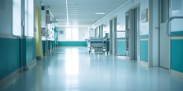 Clinical Serenity Empty Hospital Corridor with Room Background