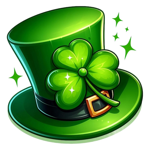 Photo a clip art of a green top hat with a clover