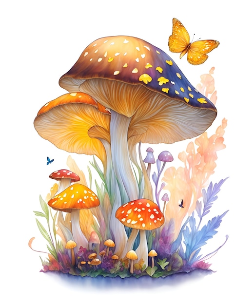 Clip art met mysterieuze en verbazingwekkende paddenstoelen