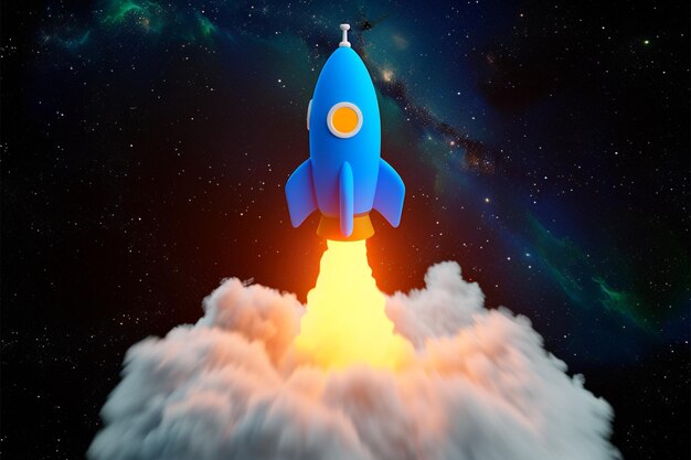 Foto clipart lancio di un razzo 3d da un globo illustrazione del concetto di avvio aziendale su sfondo bianco