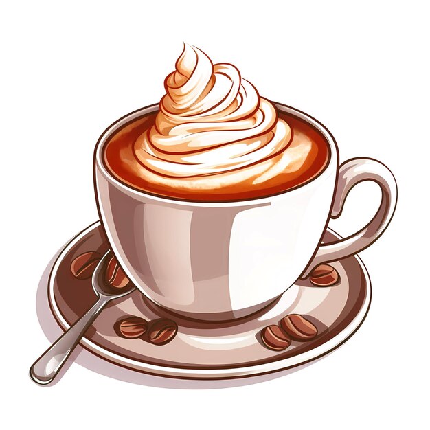 Photo clipart of a cup of coffee isolated on a white background