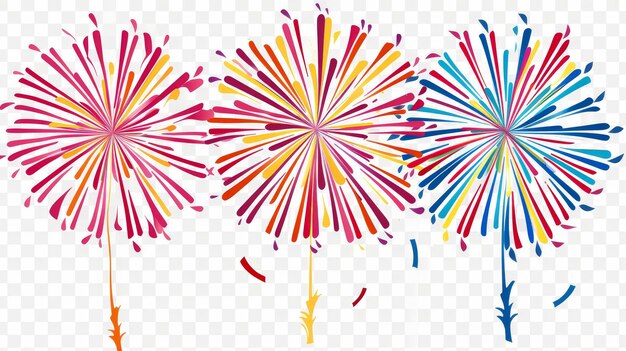 Photo clipart fireworks set against pristine white backgrounds bursting with color and energy
