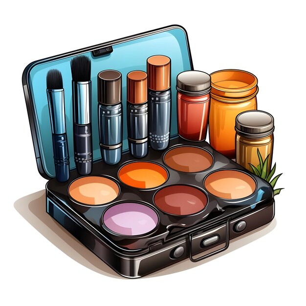 Clipart image for makeup artists featuring various makeup products on a white background