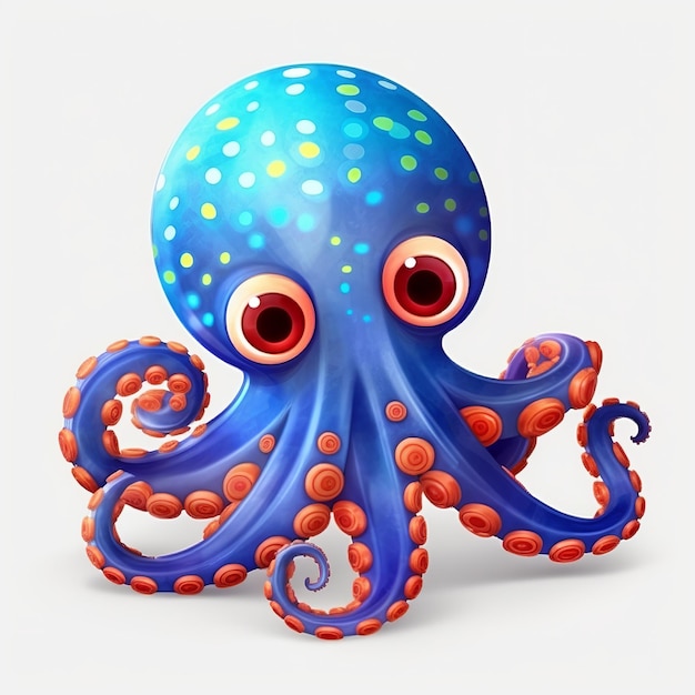 Clipart naïeve sticker schattige blauwe kleurrijke octopus Generatieve ai