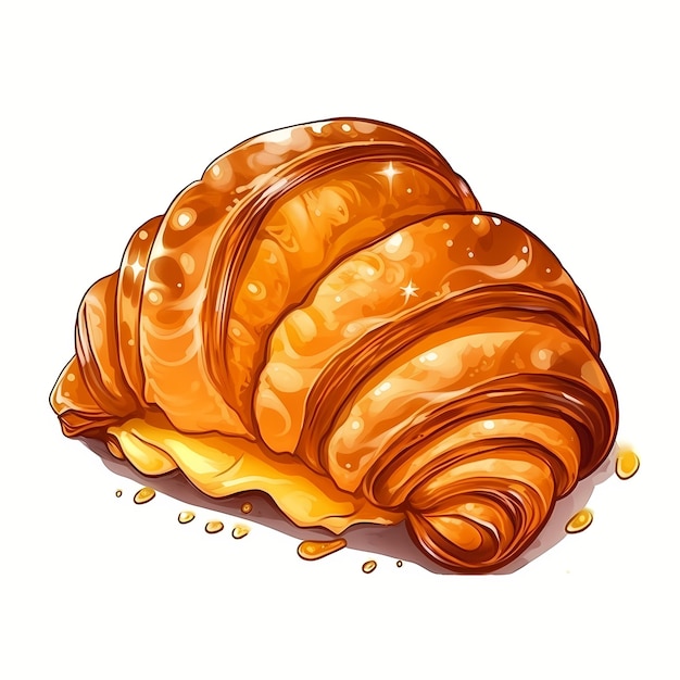 Clipart of tasty croissant isolated on white background generative ai