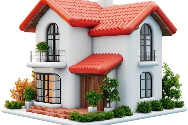 Clipart Villa icon in 3D render Minimalistic illustration for property concept on White Background