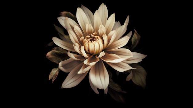 clipart vintage flower on black background spaced outGenerative AI