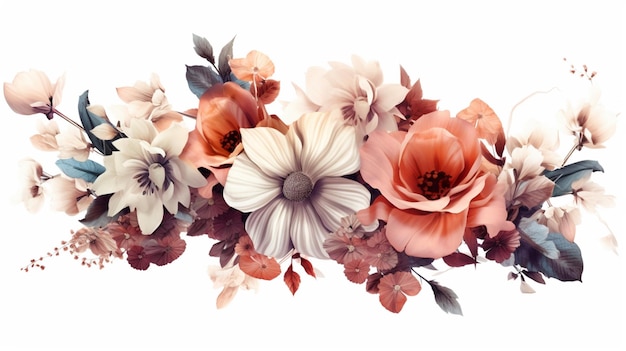 clipart vintage flower on white background spaced outGenerative AI