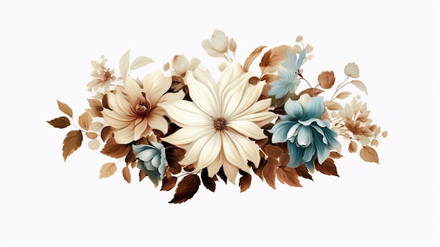 clipart vintage flower on white background spaced outGenerative AI