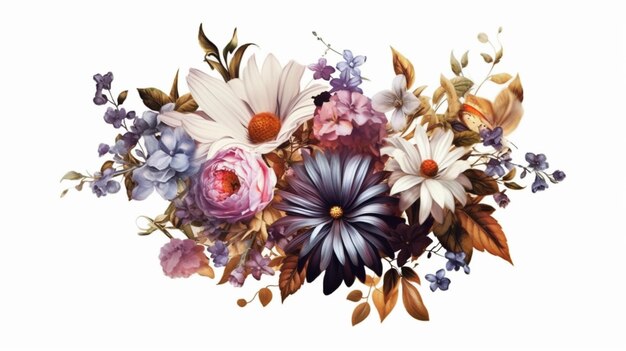 clipart vintage flower on white background spaced outGenerative AI