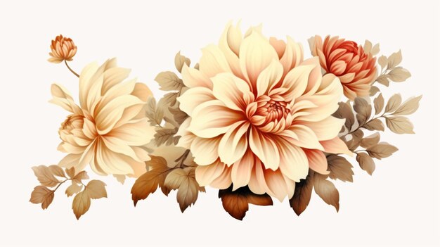 clipart vintage flower on white background spaced outGenerative AI