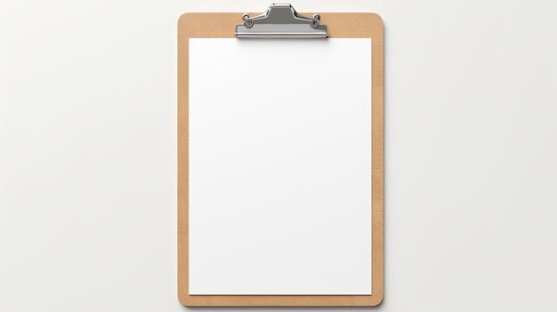 Clipboard met A4-papier op witte achtergrond