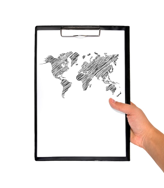 Photo clipboard whit drawing map