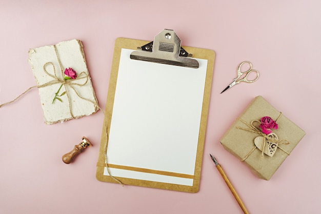 Clipboard with blank paper