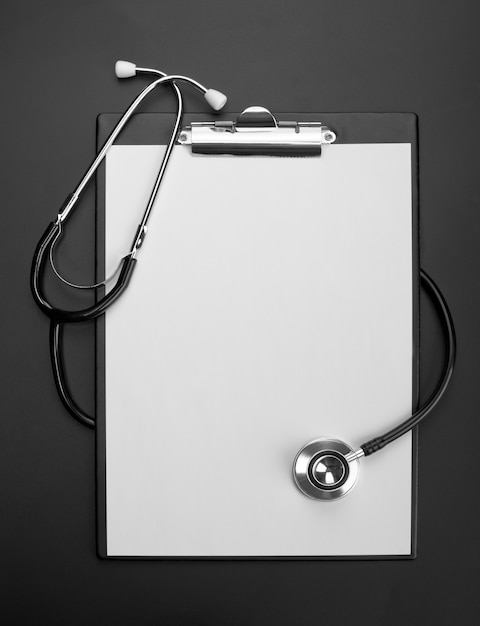 Clipboard with stethoscope