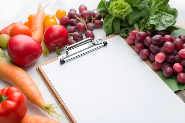 A clipboard with vegetables on it with a clipboard that says'organic'on it