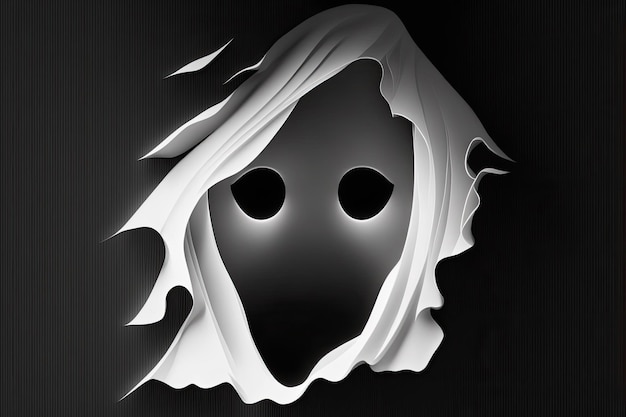 A clipped path portrait of a terrifying ghost on a black background