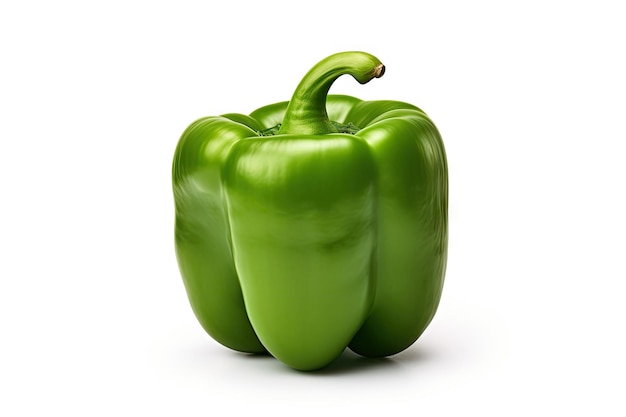 Clipping path of isolated green pepper on white background