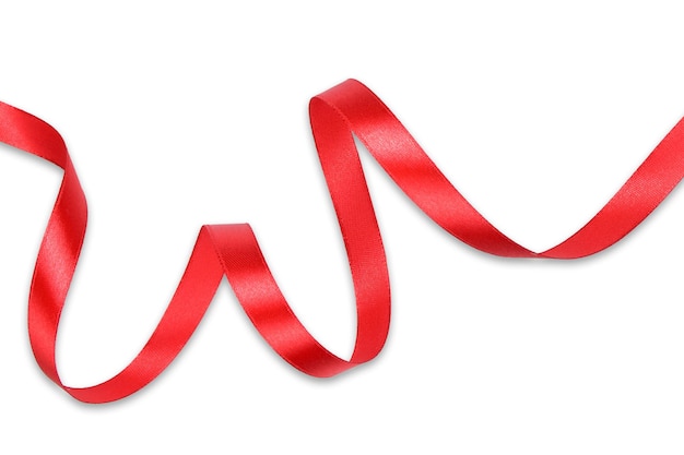 Clipping path Ribbon red rolled isolated background Ribbon decoration view Red ribbon