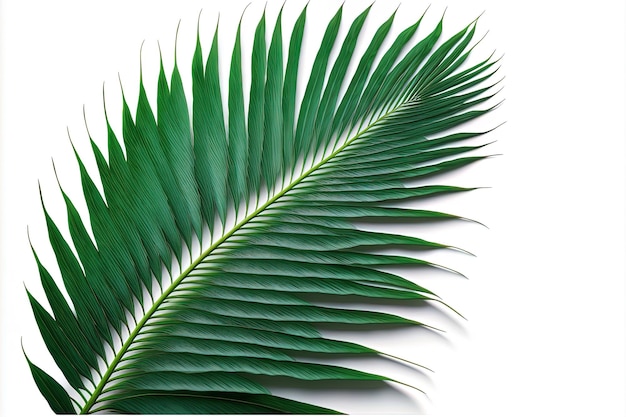 Clipping route for a palm leaf isolated on a white background