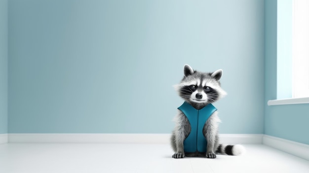 Cloaked Champion Raccoon in a Hero Attire Shields the Woods from Malevolence