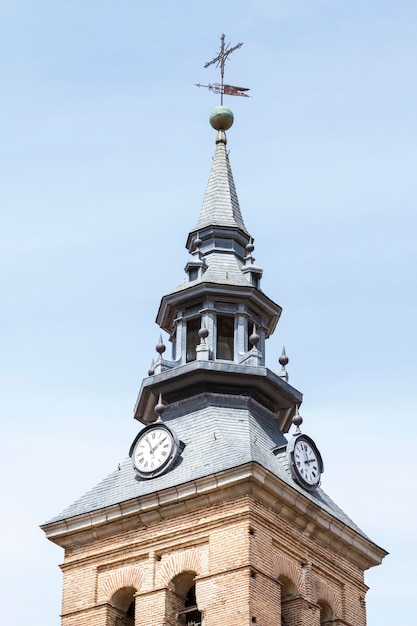 clock and bell tower in a medieval Spanish city