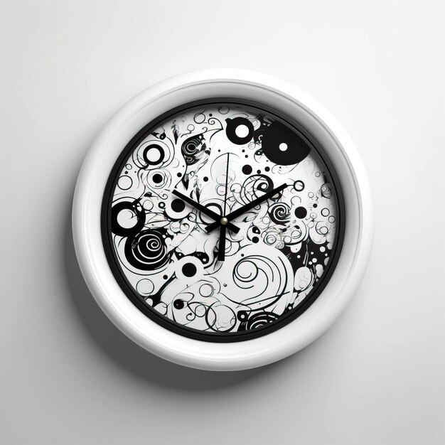 Photo clock black and white art style white background hi