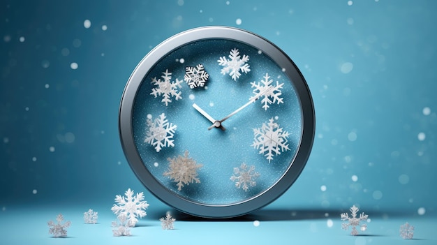 Clock on blue background HD 8K wallpaper Stock Photographic Image