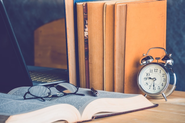 clock and book