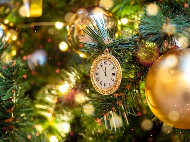 The clock on the Christmas tree A symbol of the approaching New Year