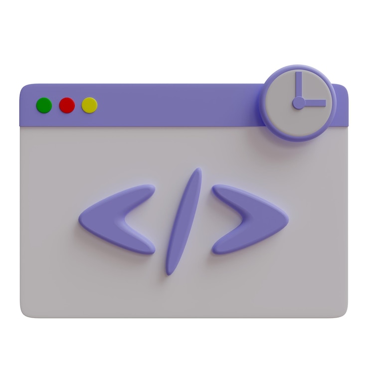 Photo clock code computer window cartoon minimal icon isolated on white background 3d