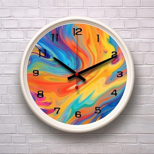 Clock Colorful art style white background high qual