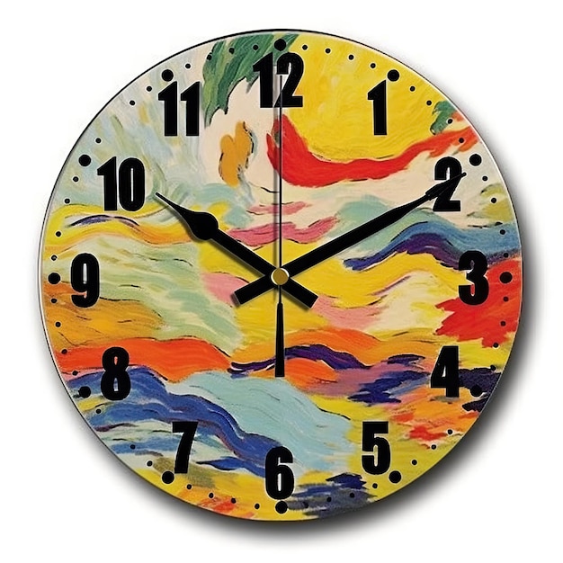 Photo clock fauvism art style white background high quali