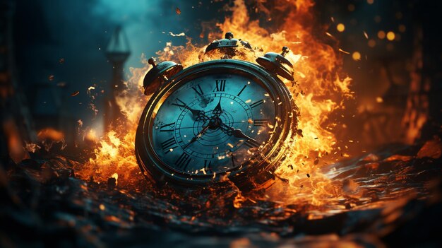 Clock in fire Generative Ai