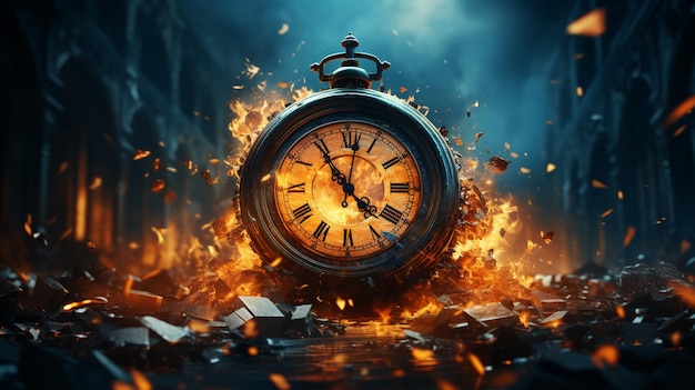 Clock in fire Generative Ai