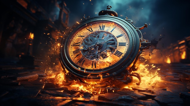 Clock in fire Generative Ai