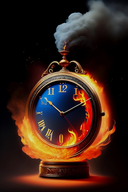 Clock On Fire Time039s Burning End In Fiery Clock Image